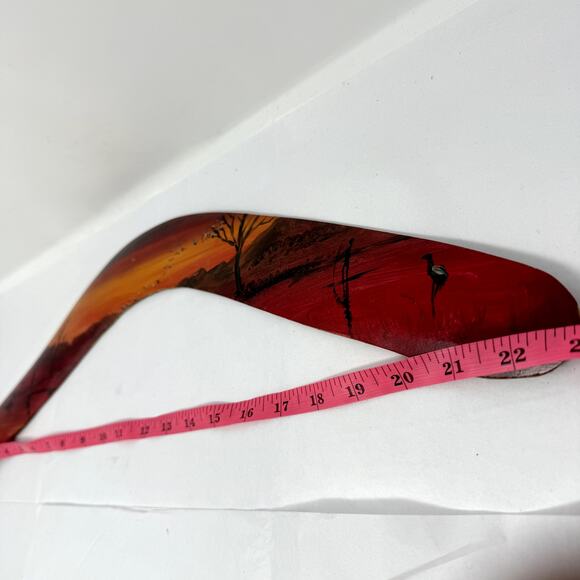 Hand Painted Boomerang Wall Decor Sunset Landscape Art 23 Wooden Australia Style - Picture 5 of 6